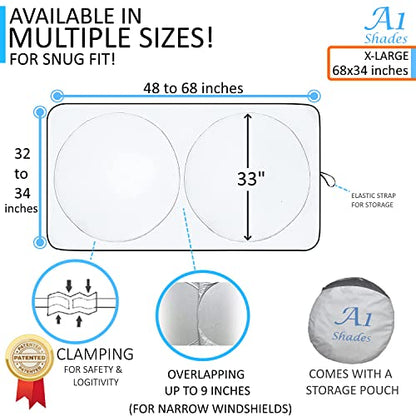 Car Windshield Shade Sunshade for Windshield car Windshield Sun Shade Shades for Front Windows Sun Visor for car Windshield (XL) - size: XL