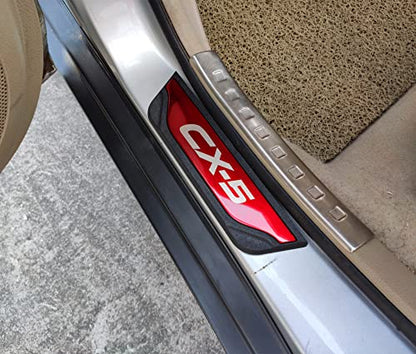 Car Door Sill Scuff Protector, for Mazda cx-5 cx5 2013-2022 Accessories Parts, Stainless Steel With abs Plastic Door Entry Guard Plate Trim Cover, Auto Interior Accessory Kick Panels Black 4pcs set