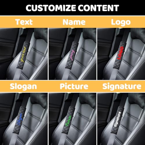 Personalized Seat Belt Cover Pads 1PCS Soft Customized Text Auto Seat Belt Strap Shoulder, More Comfortable Driving, Suitable for Car Seat Belt, Backpack, Shoulder Bag - color: 1PCS
