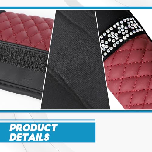 wuyaoyao 2PCS Bling Car Seat Belt Cover Pad, Breathable Leather Seatbelt Covers for Cars, Soft Comfortable Seatbelt Shoulder Strap Covers, Rhinestone Auto Seat Belt Protector Cushion (Wine Red) - color: Wine Red