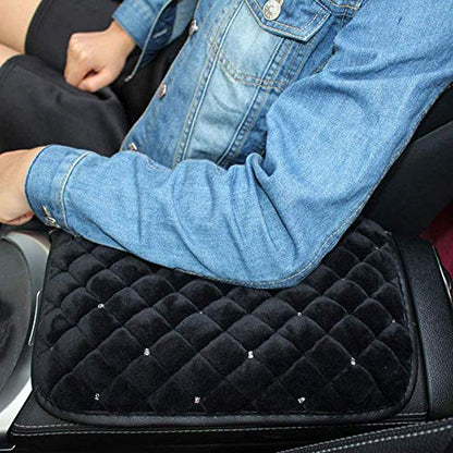 Bling Bling Car Armrest Cover Auto Center Console Protective Cover Luster Crystal Rhinestone Car Arm Rest Cushion Pad Car Interior Accessory (Black 2) - color: Black 2