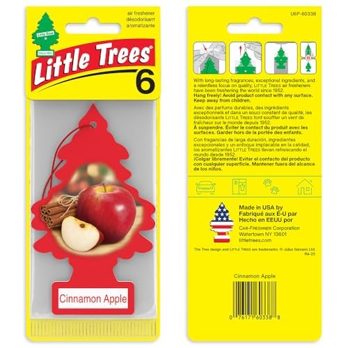 LITTLE TREES Car Air Freshener | Hanging Tree Provides Long Lasting Scent for Auto and Home | 24 Air Fresheners |Cinnamon Apple - color: Cinnamon Apple