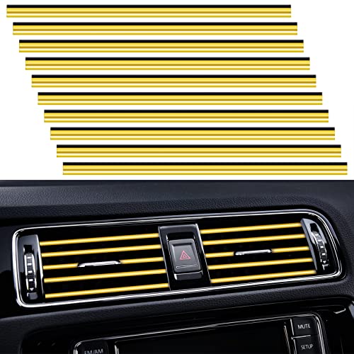 20 Pieces Universal Car Air Conditioner Vent Trim Decoration Strip Accessories, Waterproof Flexible Shiny Auto Car Interior Accessories for All Air Vent Outlet - color: S-Gold - 20 Pieces
