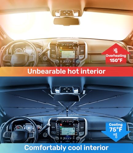 Zanch Upgrade Windshield Sun Shade, Custom Fit for Dodge RAM 1500 2500 3500 [Titanium-Silver Reflective Coating] Blocks 99% UV & Heat, Sunshade Umbrella for RAM 1500 2500 3500, 2015...2023 2024 2025 - size: For RAM 1500/2500/3500 (2015-2025)