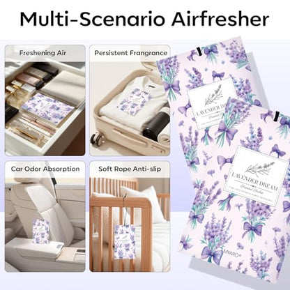 MYARO 20 Pack Lavender Scented Sachets - Drawer & Closet Air Freshener Bags, Natural Odor Eliminator for Car, Home, Bedroom, Office & Travel - color: Lavender Fresh