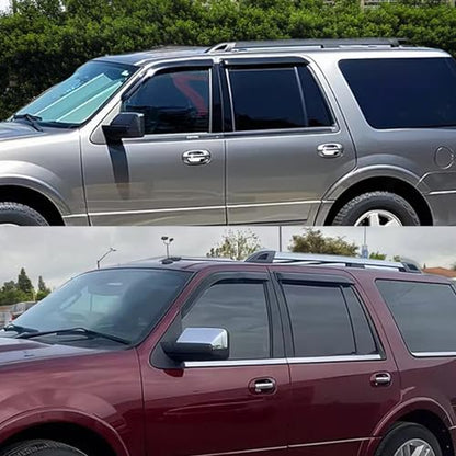 Side Window Visor Vent Deflector for 1997-2017 Ford Expedition,fit 1998-2017 Lincoln Navigator,Outside Mount Tape-on Dark Smoke Rain Guards Window Shades 4pc 94233 - size: For Expedition 97-17