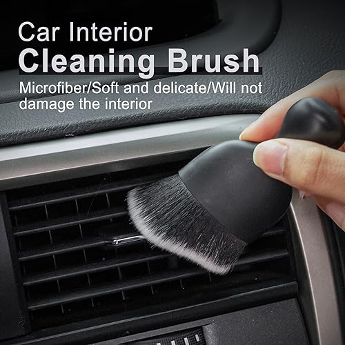 GaRhomxy Car Detailing Brushes, Car Interior Dust Sweeping Soft Brush, Soft Bristles Brush Cleaning Tool for Automotive Dashboard, Air Conditioner Vents, Computer, Scratch Free(Black with White) - color: Black With White