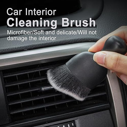 GaRhomxy Car Detailing Brushes, Car Interior Dust Sweeping Soft Brush, Soft Bristles Brush Cleaning Tool for Automotive Dashboard, Air Conditioner Vents, Computer, Scratch Free(Black with White) - color: Black With White
