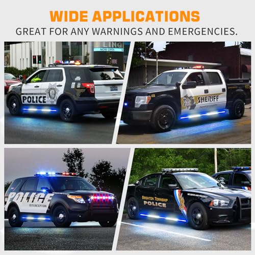 XRIDONSEN 2PCS 60 inch Blue White Emergency Lights Strip 720 LED Running Board Police Strobe Lights Firefighter Light Flashing Warning Safety First Responder Lights for Vehicles POV Trucks Pickup - color: Blue/White