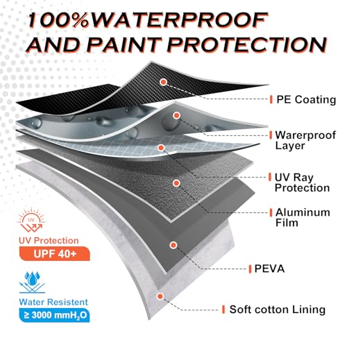 Half Car Cover Sedan, Sunroof Cover for Rain Snow with Reflective Strip, Car Winter Accessories Waterproof All Weather Protection, Fit Sedan 178-200 inch - size: Sedan(see size table)