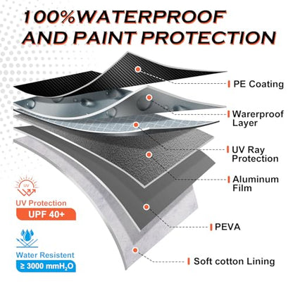Half Car Cover SUV, Hail Protector Car Cover with Cotton Liner, Top Cover for Ice and Snow, All Weather Vehicle Body Cover for Sun, Rain, Dust, Fit SUV 190-200 inchs - size: SUV L(see size table)