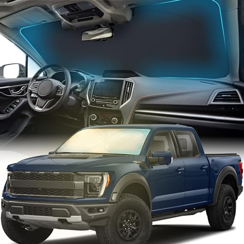 FORTEM Car Sun Shade for Windshield, Reflective Windshield Sunshade, 240T Polyester, Automotive Interior Sun Protection, Ultimate Heat and UV Shield, Foldable, Storage Bag - size: Extra Large (70" x 35")