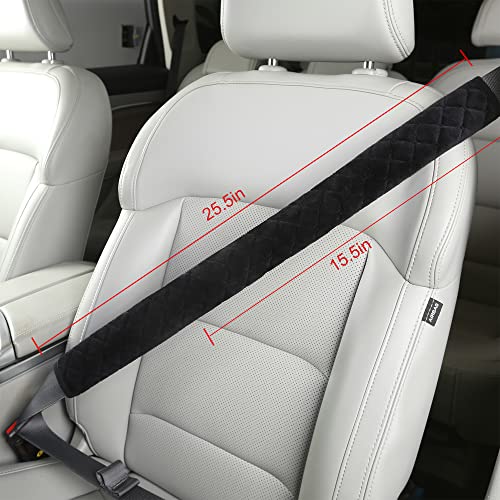 HighnessHwoo Extra Long Seatbelt Covers for Adults Kids Women & Men, Soft Car Seat Belt Strap Cushion for Sedan, SUV, Trucks, Shoulder Neck Chest Protector Pads, Auto Accessories, 1pc, Black, 15.5in - color: Black, size: 15.5in - 1pc