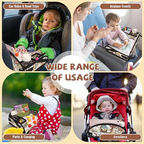 Kids Travel Tray for Airplane - Toddler Car Seat Table Tray, Road Trip Essentials for Boys & Girls, Carseat Lap Desk for Kids Road Trip Activities, Cute Kitten - color: Cute Kitten