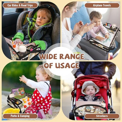 Kids Travel Tray for Airplane - Toddler Car Seat Table Tray, Road Trip Essentials for Boys & Girls, Carseat Lap Desk for Kids Road Trip Activities, Cute Kitten - color: Cute Kitten