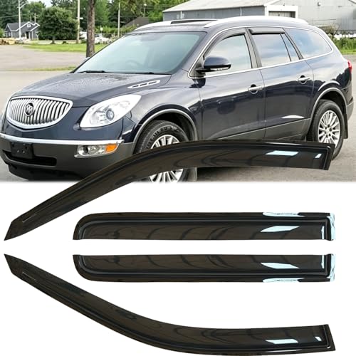 4pcs Original Shatterproof Rainproof Side Window Wind Deflectors for 2008-2017 Buick Enclave,Outside Mount Rain Guards Sets,Nice Looking Window Visors for Cars,Vent Deflector for 08-17 Enclave 94657 - size: for 2008-2017 Enclave
