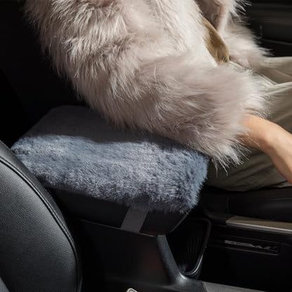 SEG Direct Auto Center Console Cover, Furry Car Armrest Cover, Soft Fluffy Middle Console Pad, Car Armrest Seat Box Cover for Women Men, Universal Fit for Most Vehicle, SUV, Truck, Car (Blue Gray) - color: Blue Gray