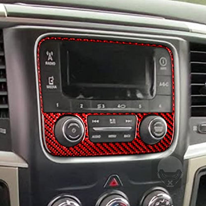 Red Carbon Fiber Center Console Dashboard Radio Panel Trim Compatible with Dodge Ram 1500/2500/3500 2013 2014 2015 2016 2017 2018, Style A - color: Red 17
