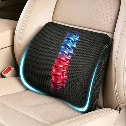 Lumbar Support Pillow for Car & Office Chair - High-Density Memory Foam Back Cushion for Sciatica & Lower Back Pain Relief - Non-Slip Support for Long Commutes & Desk Workers (Black) - color: Black