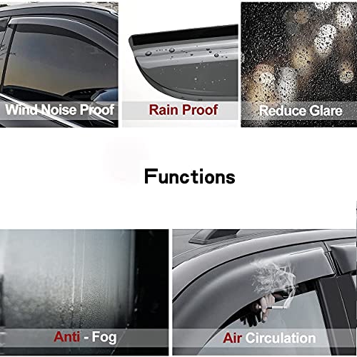 Original Side Rain Guards, 4pcs Out-Channel Tape-On Nice Wind Deflector Set, Window Visors fit for 2011-2020 Mitsubishi Outlander (Not Fit Outlander Sport Models) 94642 - size: 11-20 Outlander