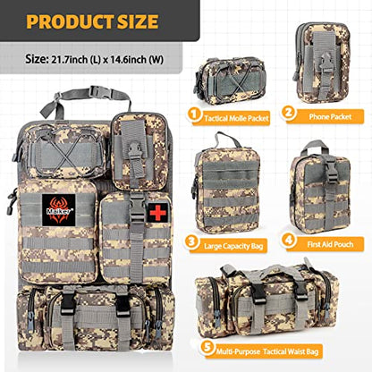 MAIKER Tactical Car Seat Back Organizer, Upgrade Tactical Vehicle Panel Organizer with 5 Detachable Molle Pouch, Universal fits for Most of Vehicle - color: Acu