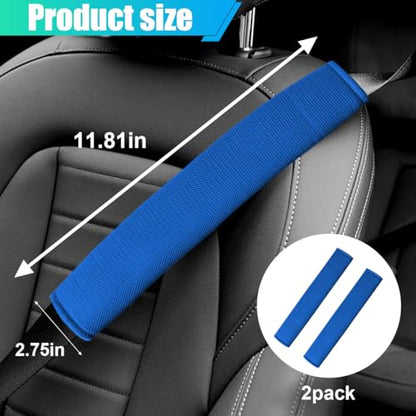 2PCS Long Car Seat Belt Cover Pads, Soft Mesh Seatbelt Shoulder Strap Protector Pad for Comfort Driving, Breathable Car Seat Belt Pad Harness Cushion Protect Your Neck and Shoulder (Blue) - color: Blue