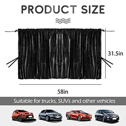 ZATOOTO Car Curtains - Divider Privacy Window Sun Shade - Side Windshield Magnetic Sunshades Covers - Travel Removable Simple - color: Black Faux Silk Louvered–Divider 1PC