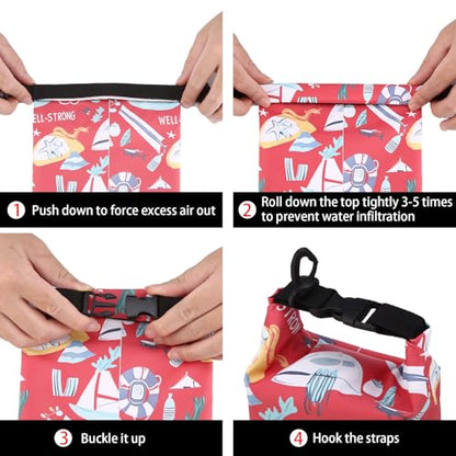 Boat First Aid Kit Waterproof, WELL-STRONG Marine Emergency Kit with Roll Top Dry Bag for Boating Fishing Kayaking – Water-Resistant Contents for Camping & Beach（Red Sea） - color: Ws011-redsea