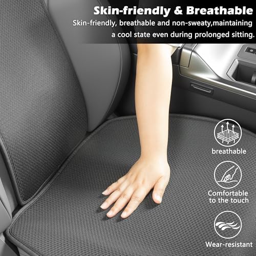 TOPABYTE Front Seat Covers for Toyota RAV4 2019-2026 Hybrid XLE LE SE XLE Premium, Limited Breathable Bottom Car Seat Cushion Protector All Season Protection Accessories (4pcs/Black Ice Silk) - size: Front Seat Cover 4pc