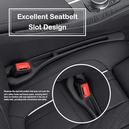 Car Seat Gap Filler Plug Strip 2 Pack, No-Drop Carseat Side Gap Filler Organizer Catcher with Dual Storage & Seatbelt Slot,Universal Fit Fill The Gap Between Seats & Console for Car SUV Truck, Black - color: Black, EVA