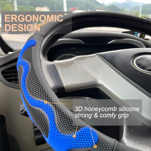 PINCTROT XL Size 17.5-18 Inch Comfy Grip Steering Wheel Cover for Semi Truck, Fits RV, Big Rig Trucker, 18 Wheeler and Classic Cars, Anti-Slip Design 17.5-18 Inch(Silicone Blue) - color: 3.Blue, size: Extra Large Size[17 1/2''-18'']