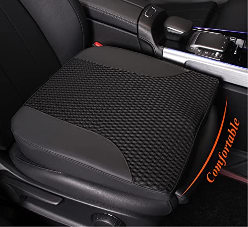 kingphenix Car Seat Cushion – Memory Foam Pad for Driving Comfort – Boosts Height and Relieves Coccyx & Lower Back Pain – Car, Truck, Office Chair (Leather & 4D Mesh Black) - color: Leather & 4d Mesh Black