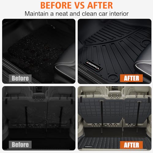 All Weather Car Floor Mats for Chrysler Pacifica 2017-2025 Gas 7 Seater Touring (Non Hybrid & Non Pinnacle)/2020-2025 Chrysler Voyager, Cargo Liner with Backrest Mat for 2025 Pacifica Accessories - size: Floor Mats for Pacifica 2017-2025 Gas