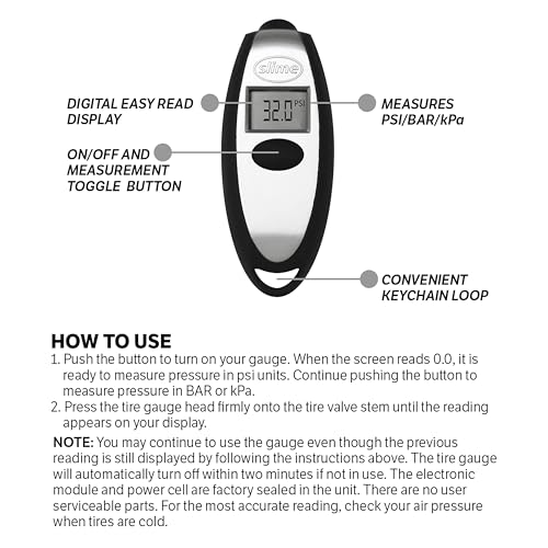 Slime 20112 Tire Gauge, Mini Digital, 5-150 psi, Compact and Accurate - size: Mini, style: Digital