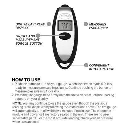 Slime 20112 Tire Gauge, Mini Digital, 5-150 psi, Compact and Accurate - size: Mini, style: Digital