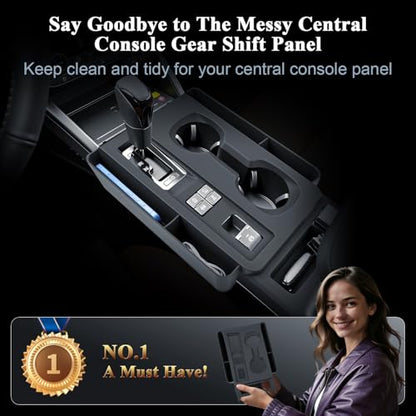 BIBIBO for New 2026 Subaru Outback Gear Shift Panel Cover 2026 Subaru Outback(Premium,Limited,Touring,Wilderness,Limited XT,Touring XT) Gear Shift Trim Cover Silicone w/Side Storage Box - color: Black-Gear Shift Cover