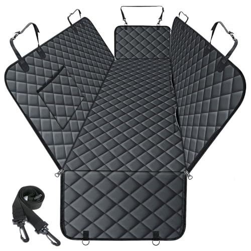 NECKORY Waterproof Dog Car Seat Cover for Back Seat - Durable, Scratch Proof Pet Hammock with Nonslip Design & Storage Pockets, Fits Cars, SUVs, Trucks- S, Black - color: Black, size: Small,Standard