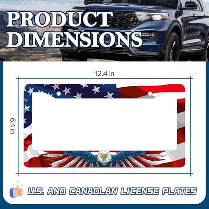 American Flag Eagle License Plate Frames - 2 Pack Patriotic US Flag Eagle License Plate Frame Holder Car Plate Frame Covers with Screws Fasteners Caps - color: American Flag Eagle C
