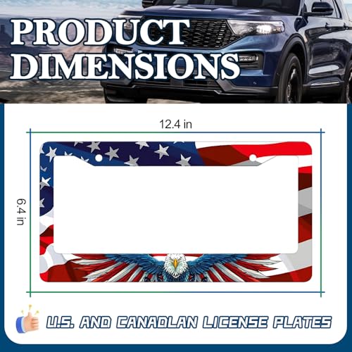 American Flag Eagle License Plate Frames - 2 Pack Patriotic US Flag Eagle License Plate Frame Holder Car Plate Frame Covers with Screws Fasteners Caps - color: American Flag Eagle C