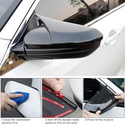 Moonlinks Compatible with 2016-2021 Honda Civic Side Ox Horn Mirror Cover Overlay,Carbon Fiber LH & RH Side Door Rearview Mirror Cap Trim for 10th Gen Civic,2019-2022 Insight, (1 Pair) - size: 10th Ox Horns -Pair Carbon