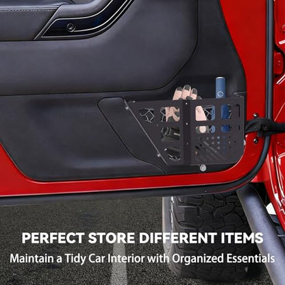 MusixiA Upgraded Metal Front Door Storage Box Pockets,Door Organizer Molle Panels for 2007-2018 Jeep Wrangler JK JKU 2/4 Door, Adjustable Side Insert Organizer 2PCS