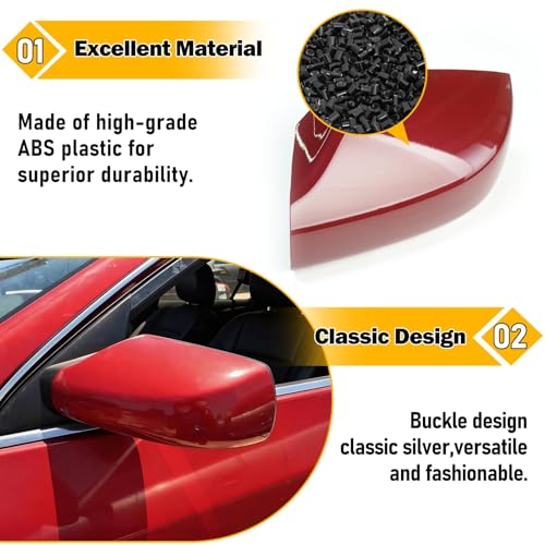 Moonlinks Mirror Cover Replacement Compatible With Nissan Altima 2.5L 2007 2008 2009 2010 2011 2012, Red Left Driver Side Clip-on Mirror Cap WITHOUT Turn Signal, Replace for 96302-JB13E (Red) - color: Left Red