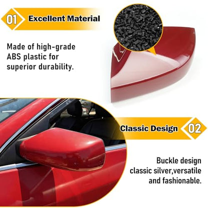 Moonlinks Mirror Cover Replacement Compatible With Nissan Altima 2.5L 2007 2008 2009 2010 2011 2012, Red Left Driver Side Clip-on Mirror Cap WITHOUT Turn Signal, Replace for 96302-JB13E (Red) - color: Left Red