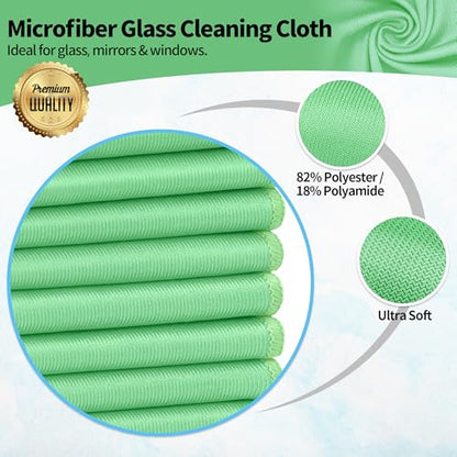 Microfiber Cleaning Cloth, 10 Pack Glasses Cleaning Cloth, 16" ×14" Window Cleaning Rags, Streak Free Lint Free Polishing Cloths Wipes for Eye Glass Stainless Steel Windshield, Sage Green - color: Sage Green, size: 10 Pk-16" X 14"