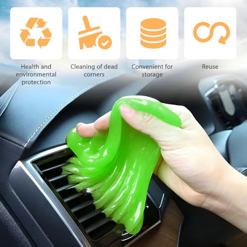 Car Cleaning Gel, Reusable Vehicle Air Vent Crevice Detailing Putty, Automotive Interior Detail Slime Cleaner Removal Tool Kit Accessories, Universal for SUV, Sedan, Truck (Green) - color: Green