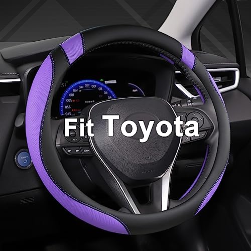 West Llama Customized Auto Car Steering Wheel Cover for Toyota Rav4 Corolla Camry Highlander (Black+Purple-Standard Size) - color: A-Black+Purple, size: Standard size (14 ½''-15'')