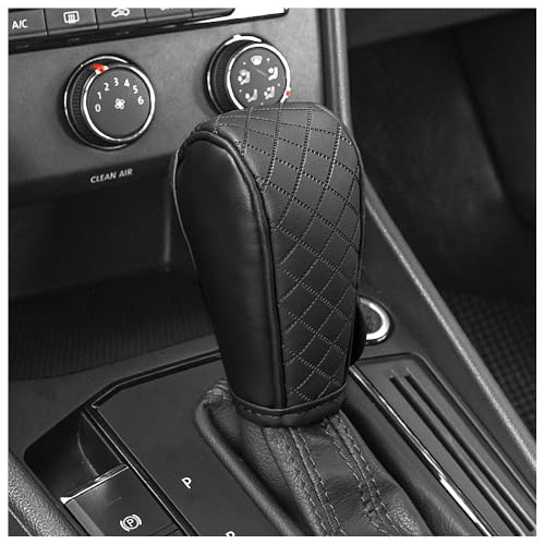 Leather Gear Shift Cover Diamond Embroidery Design,Durable Shift Knob Cover for Shift Lever Protection,Universal Car Gear Shift Cover Car Decorative Accessory Suitable for Cars,Trucks,SUVs (Black) - color: Black