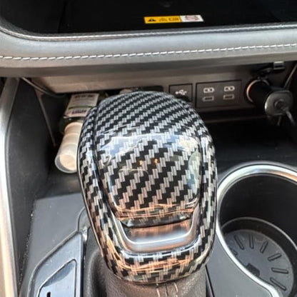 Tocatus Gear Shift Knob Cover Shifter Trim for Toyota RAV4 Highlander Venza 2019 2020 2021 2022 2023 2024, ABS Carbon Fiber 2pcs