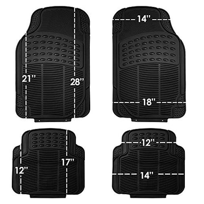 FH Group Automotive Floor Mats - Heavy-Duty Rubber, Universal Fit Full Set, ClimaProof, Trimmable For Most Cars, Sedan, SUV, Truck, Black - color: Black, style: Full Set 4 PCS