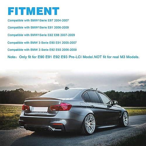 Side Mirror Cover Caps Compatible with BMW 3 Series E90 E91 (2005-2007) & 1 Series E82 E87 Pre-LCI, Rearview Door Mirror Shell Replacement for 325i 328i 330i, Carbon Fiber Look - size: Carbon Fiber Look, style: 05-07 E90